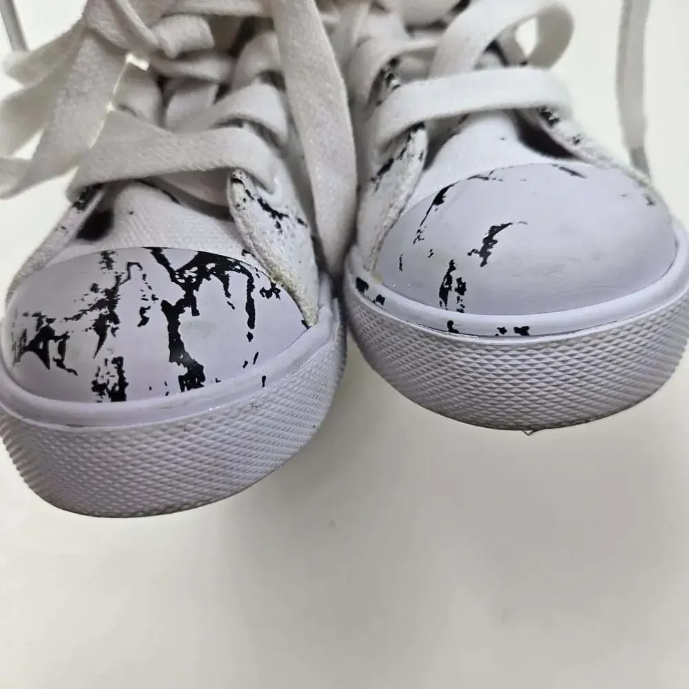 AKID White Splatter Kids High-Top Sneakers Size 4C